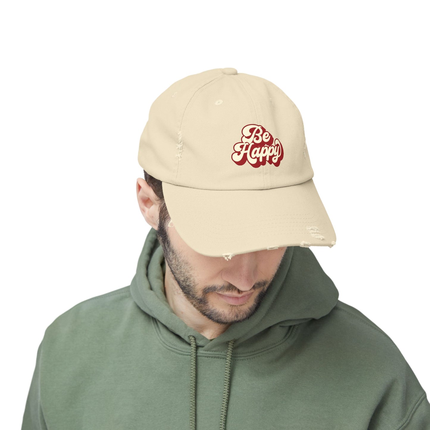 Be Happy Unisex Distressed Cap