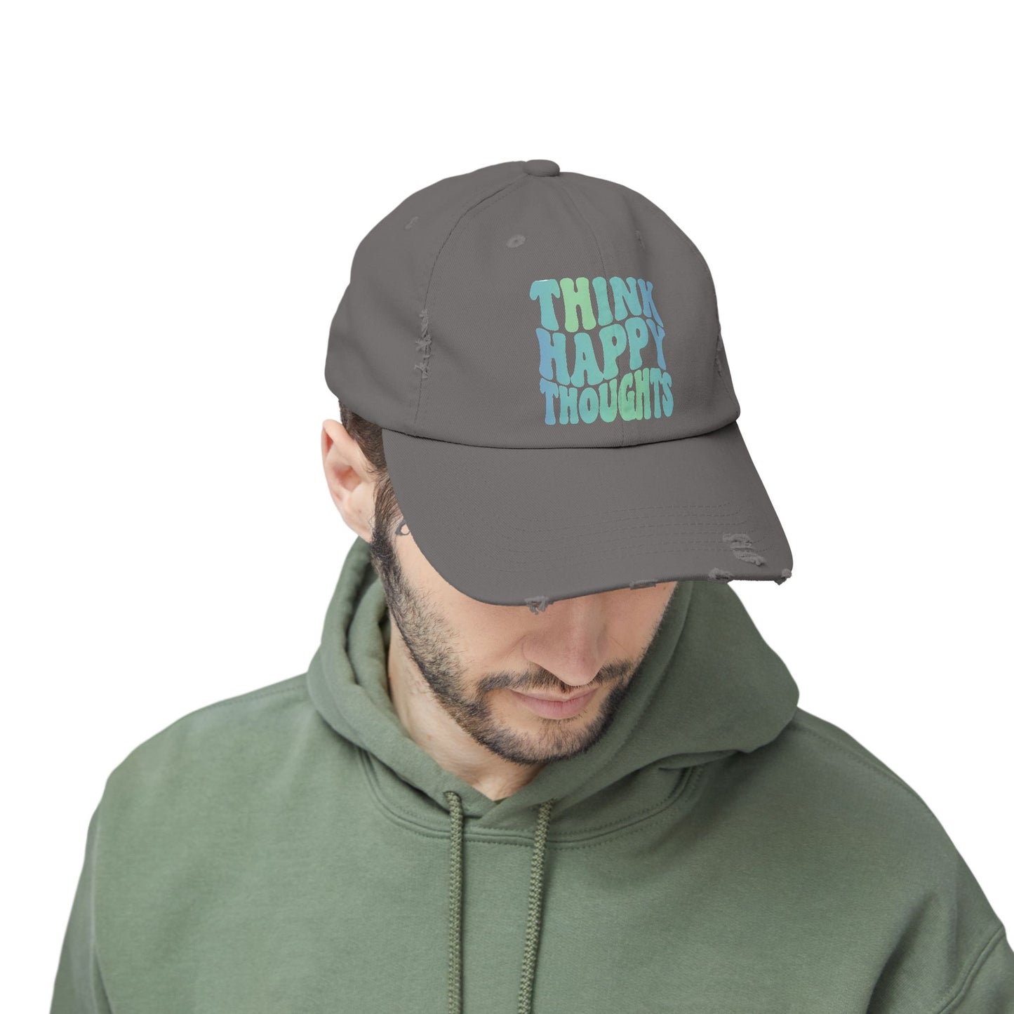 Think Happy Thoughts Distressed Cap