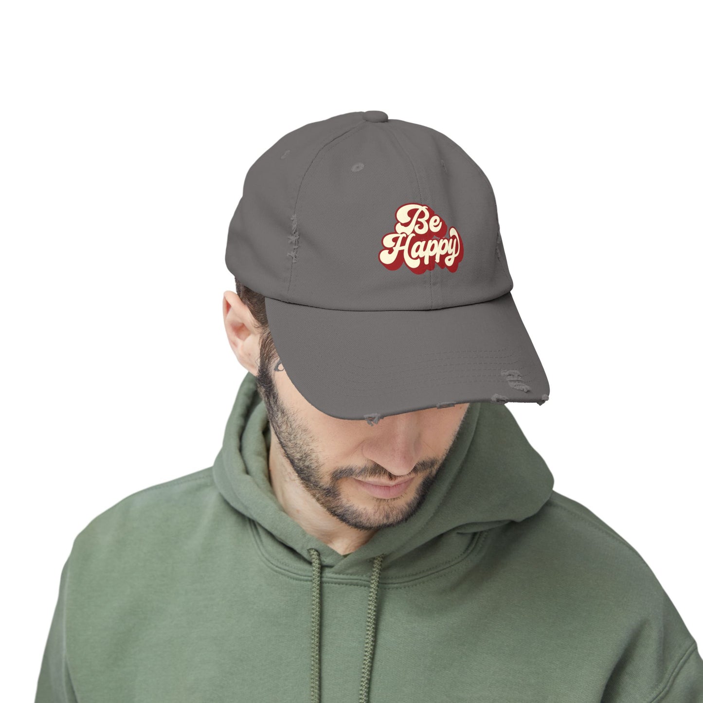Be Happy Unisex Distressed Cap
