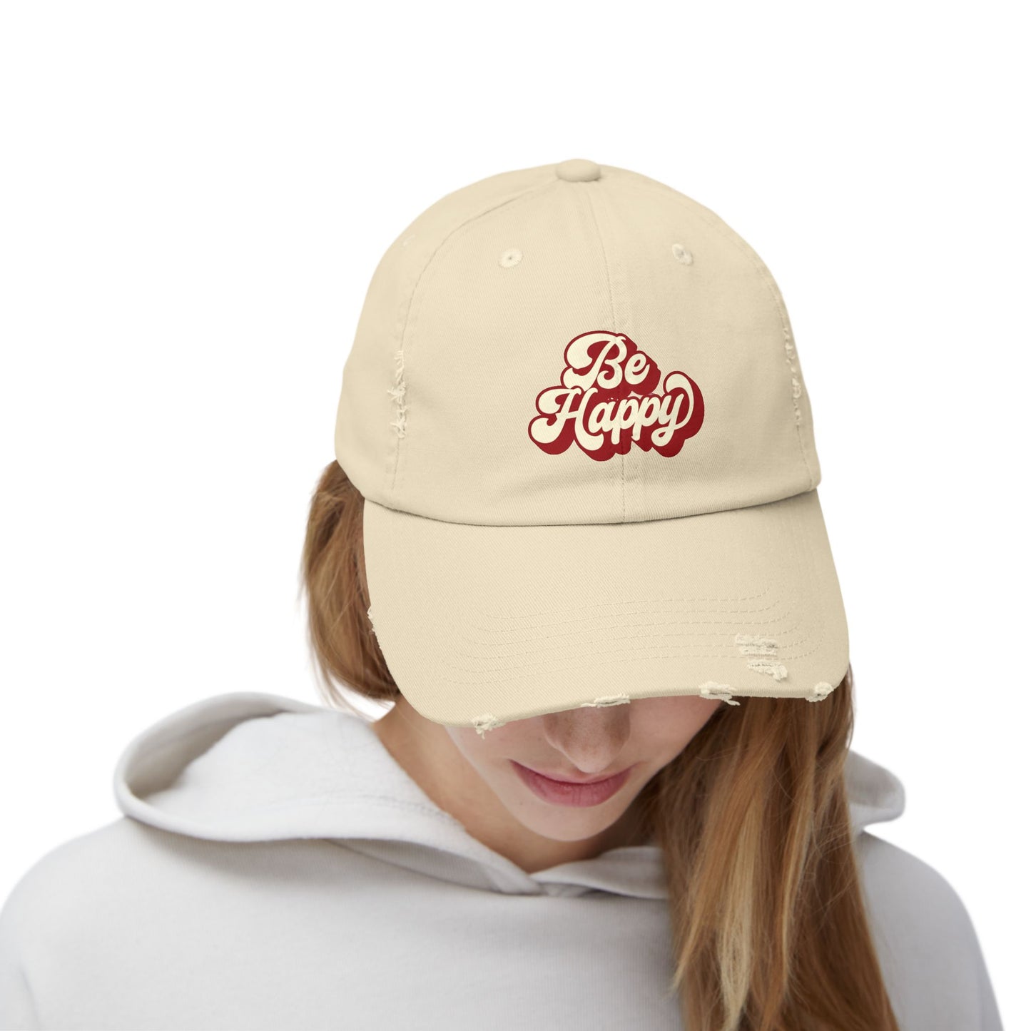 Be Happy Unisex Distressed Cap