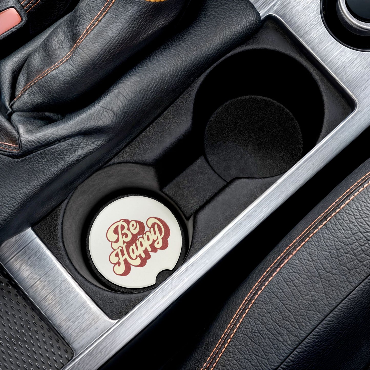 Be Happy Soapstone Car Coaster