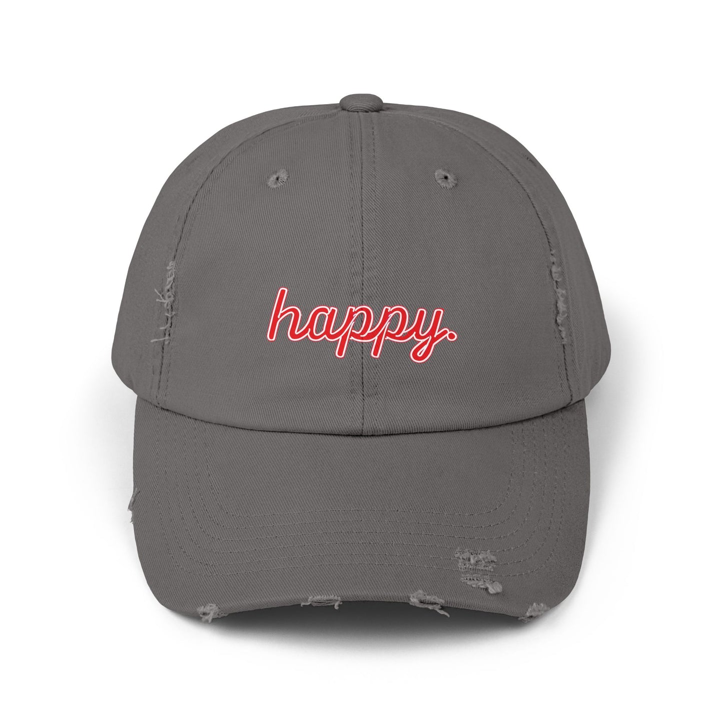 Happy Unisex Distressed Cap
