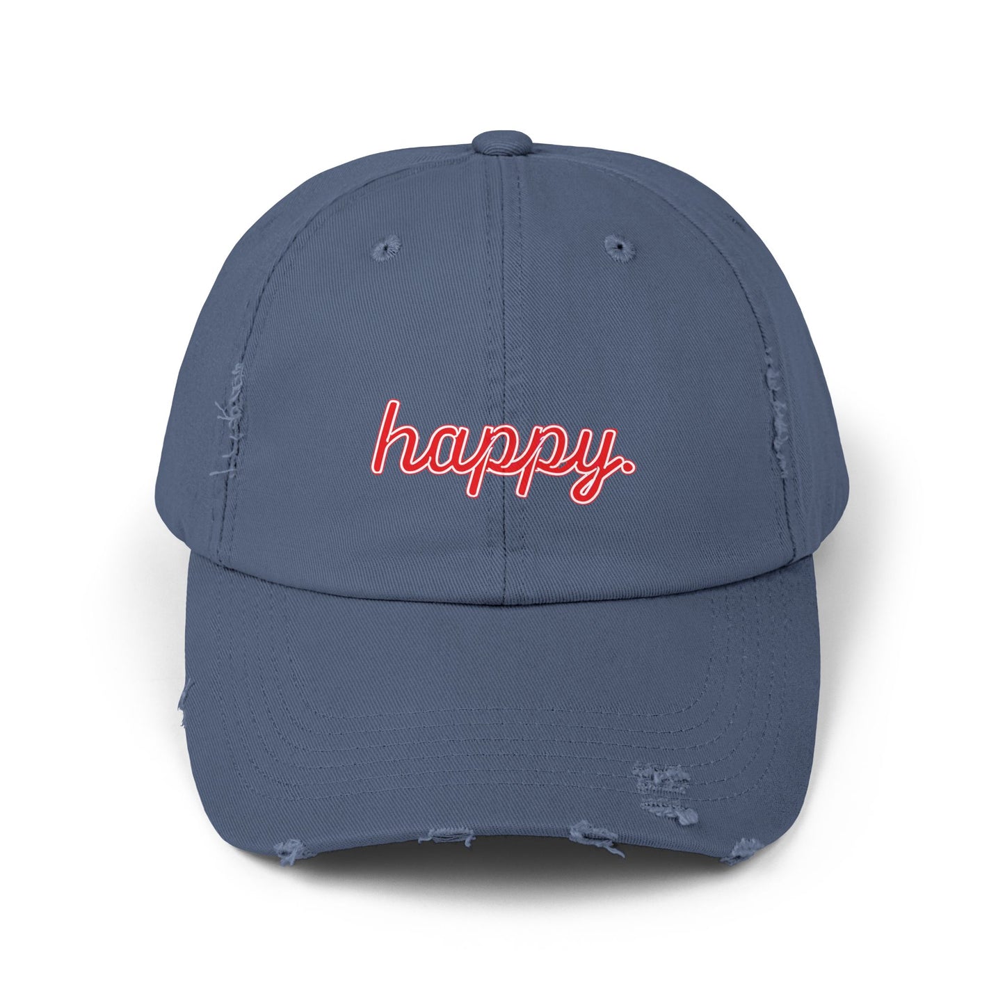 Happy Unisex Distressed Cap