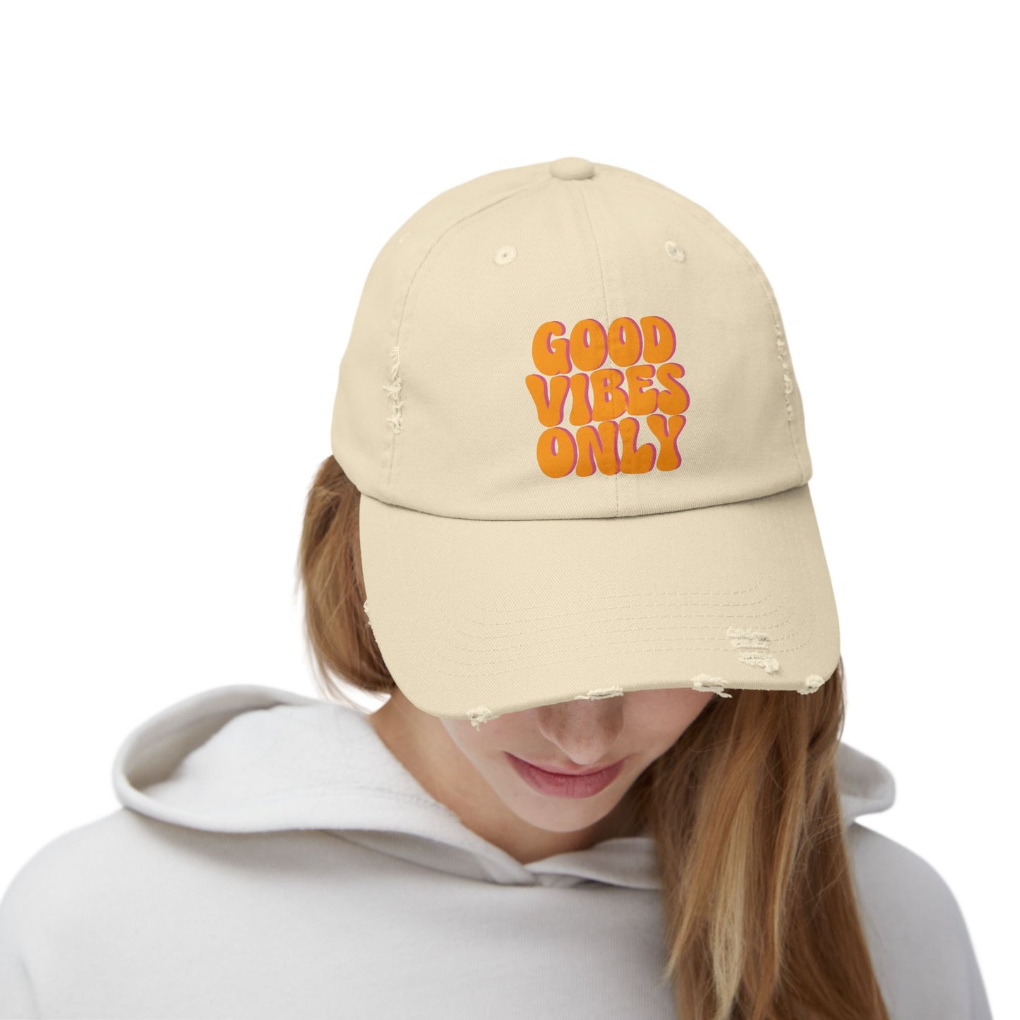 Good Vibes Only Distressed Cap
