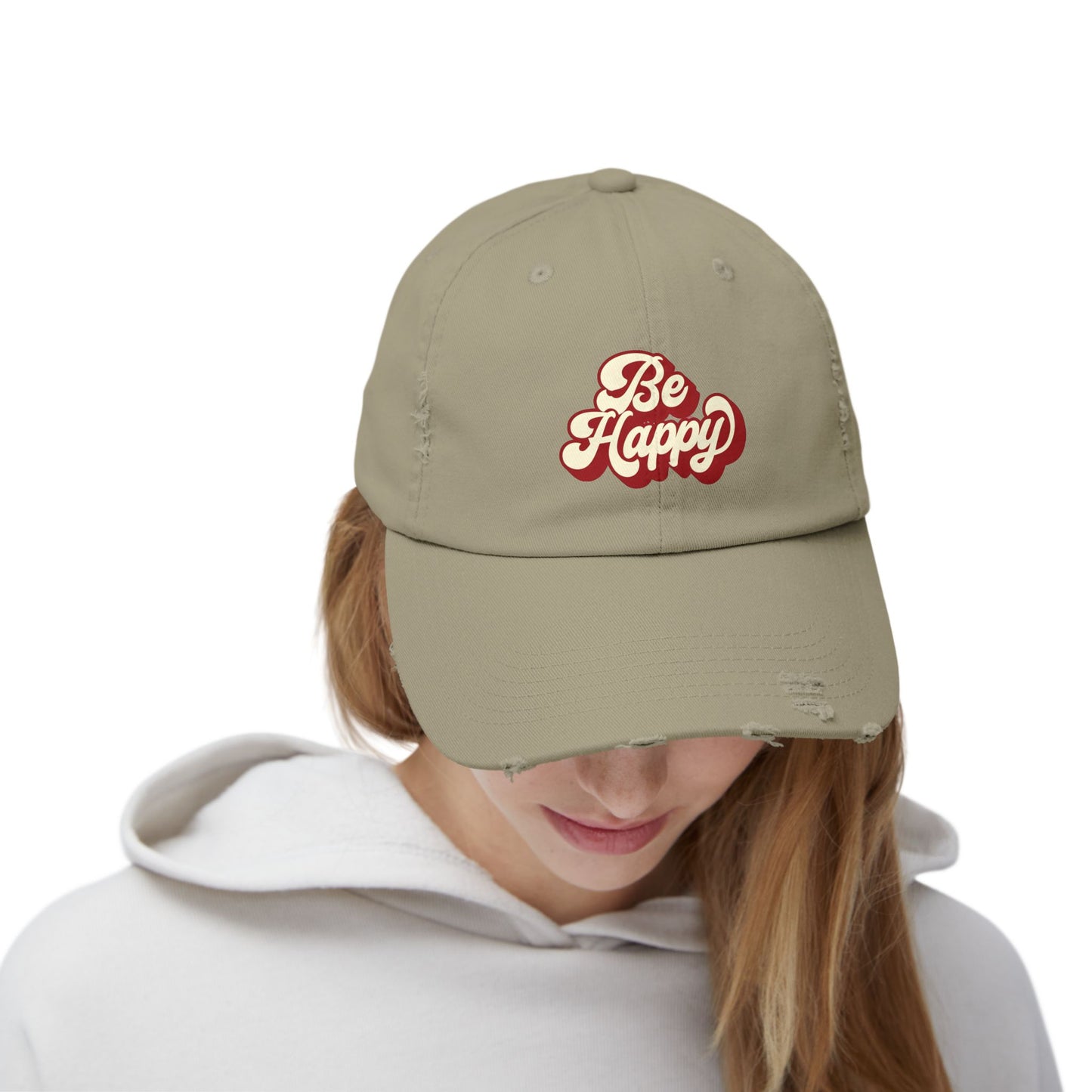 Be Happy Unisex Distressed Cap