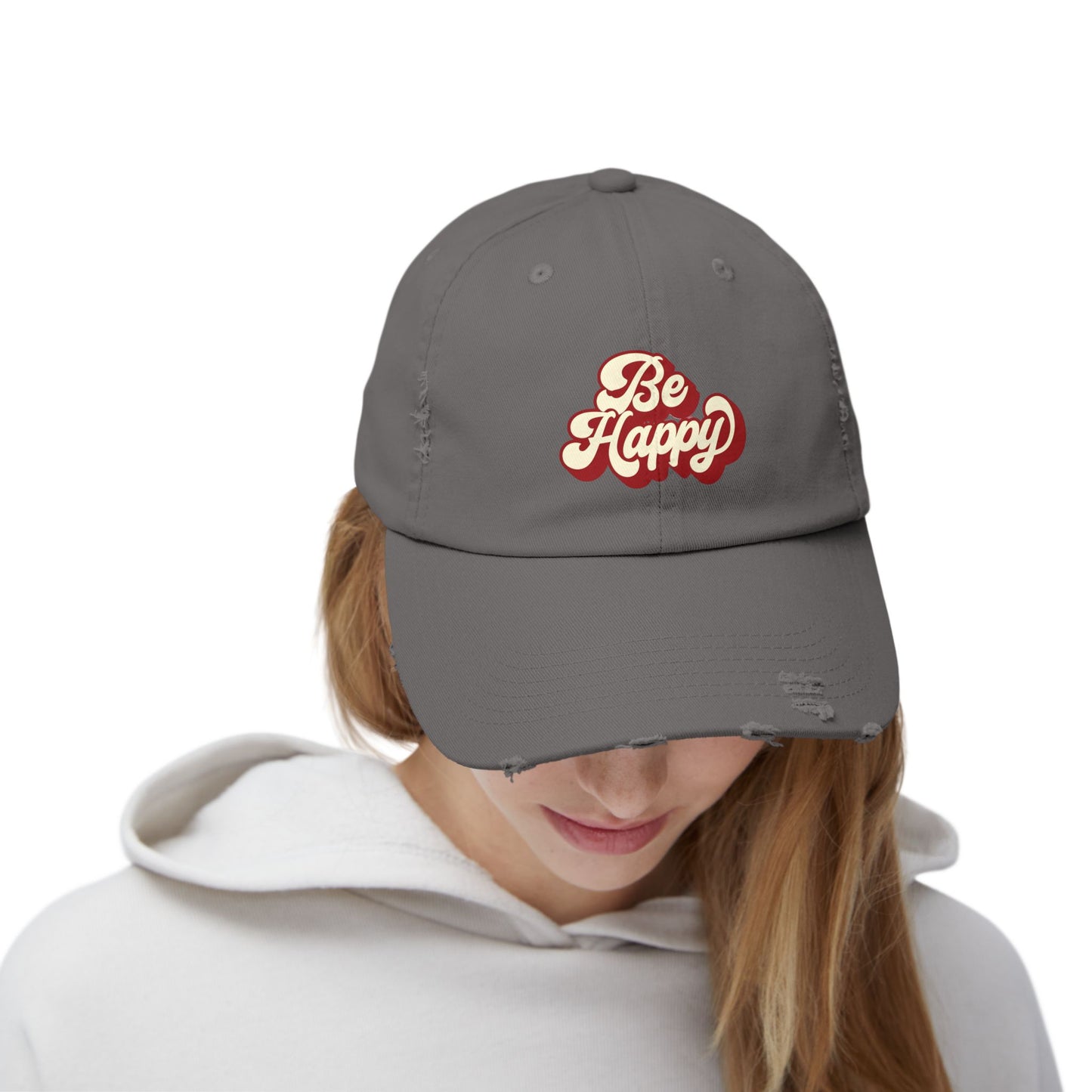 Be Happy Unisex Distressed Cap
