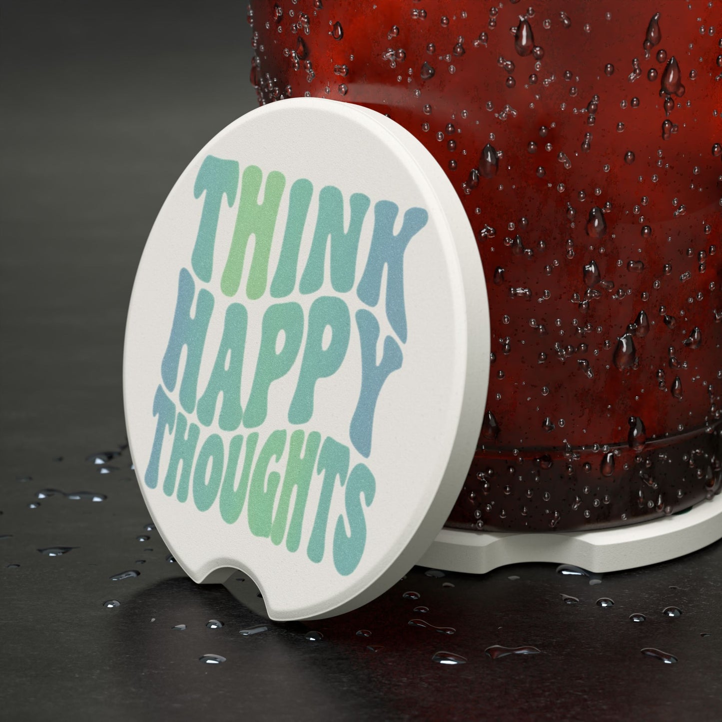 Think Happy Thought Car Soapstone Coaster