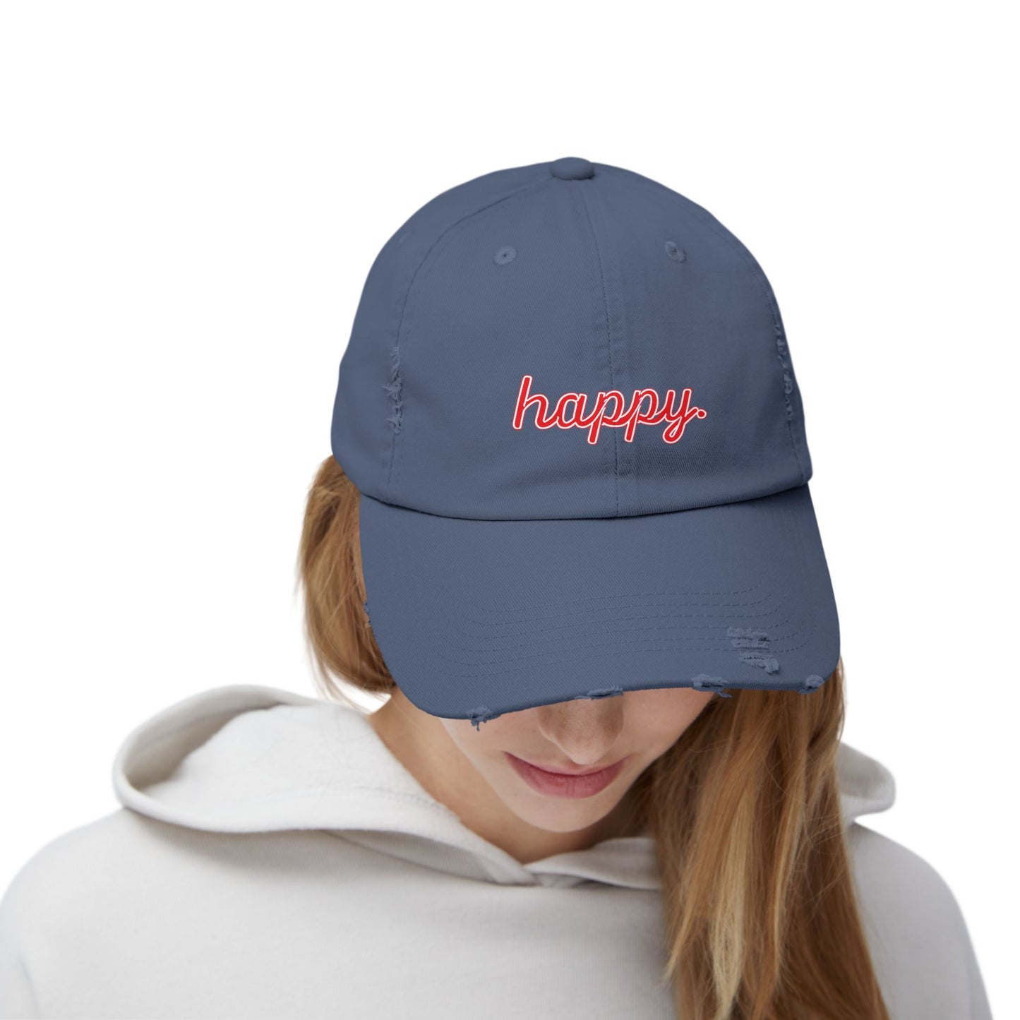 Happy Unisex Distressed Cap