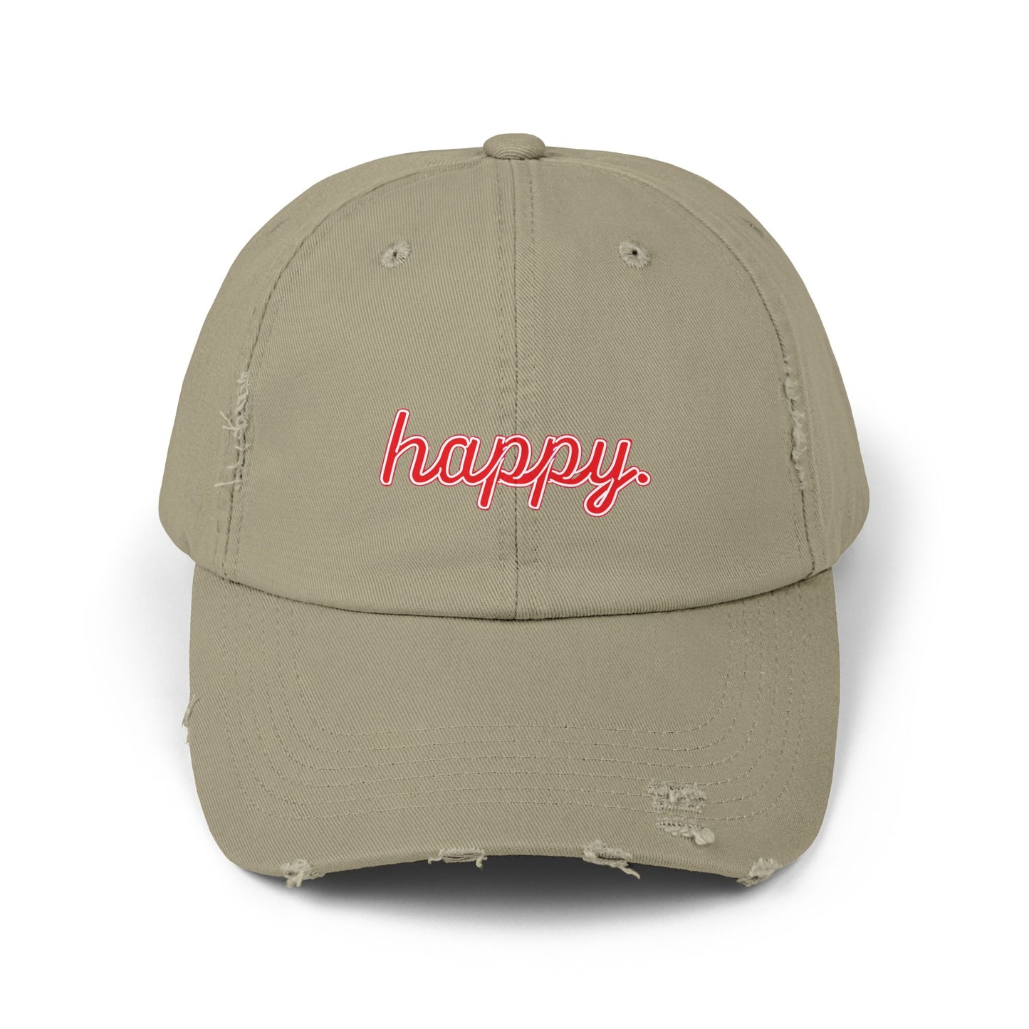Happy Unisex Distressed Cap