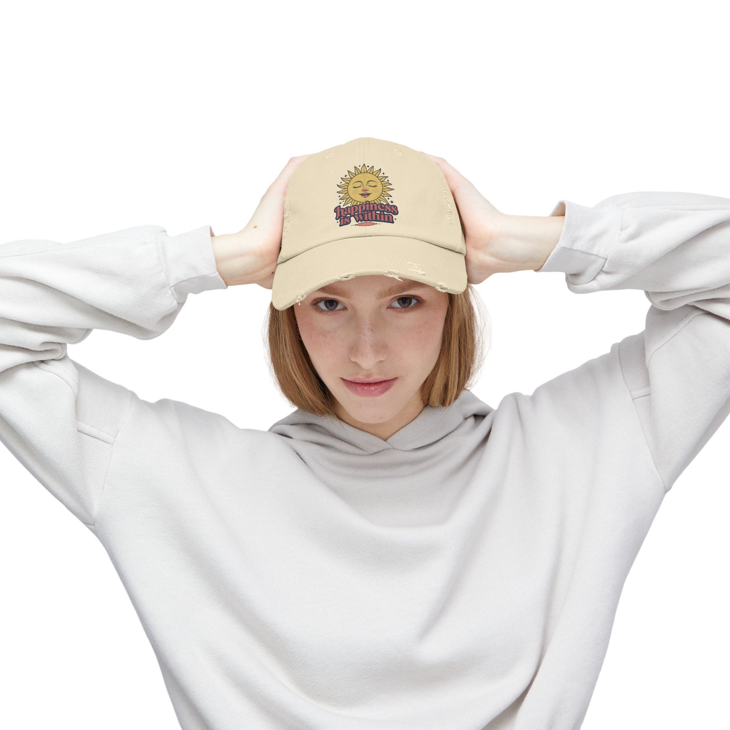 Happiness Is Within Distressed Cap