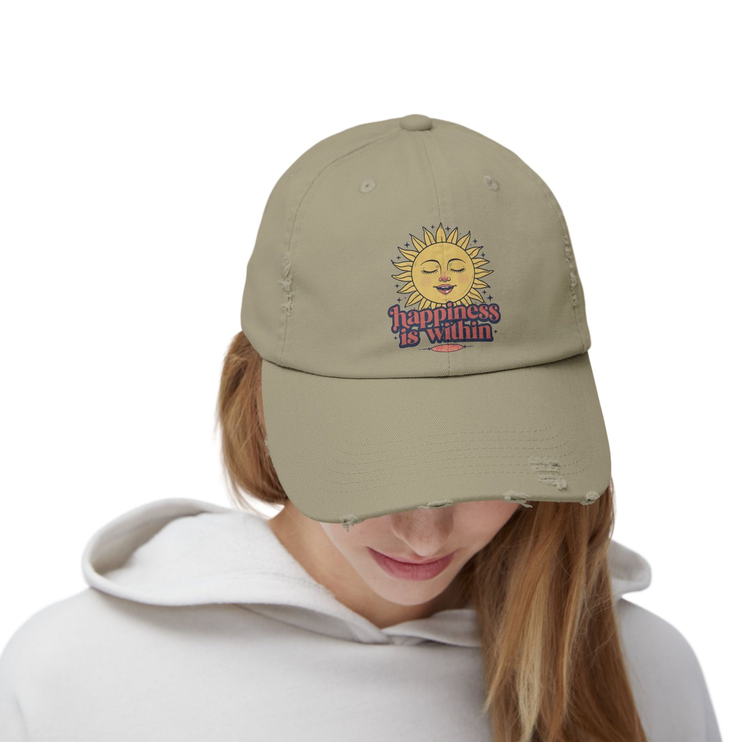 Happiness Is Within Distressed Cap