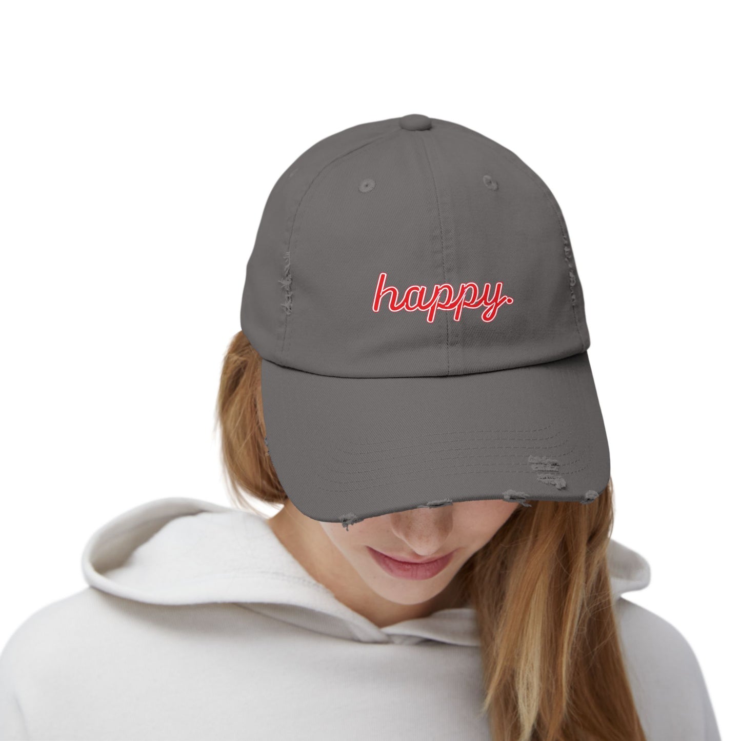 Happy Unisex Distressed Cap