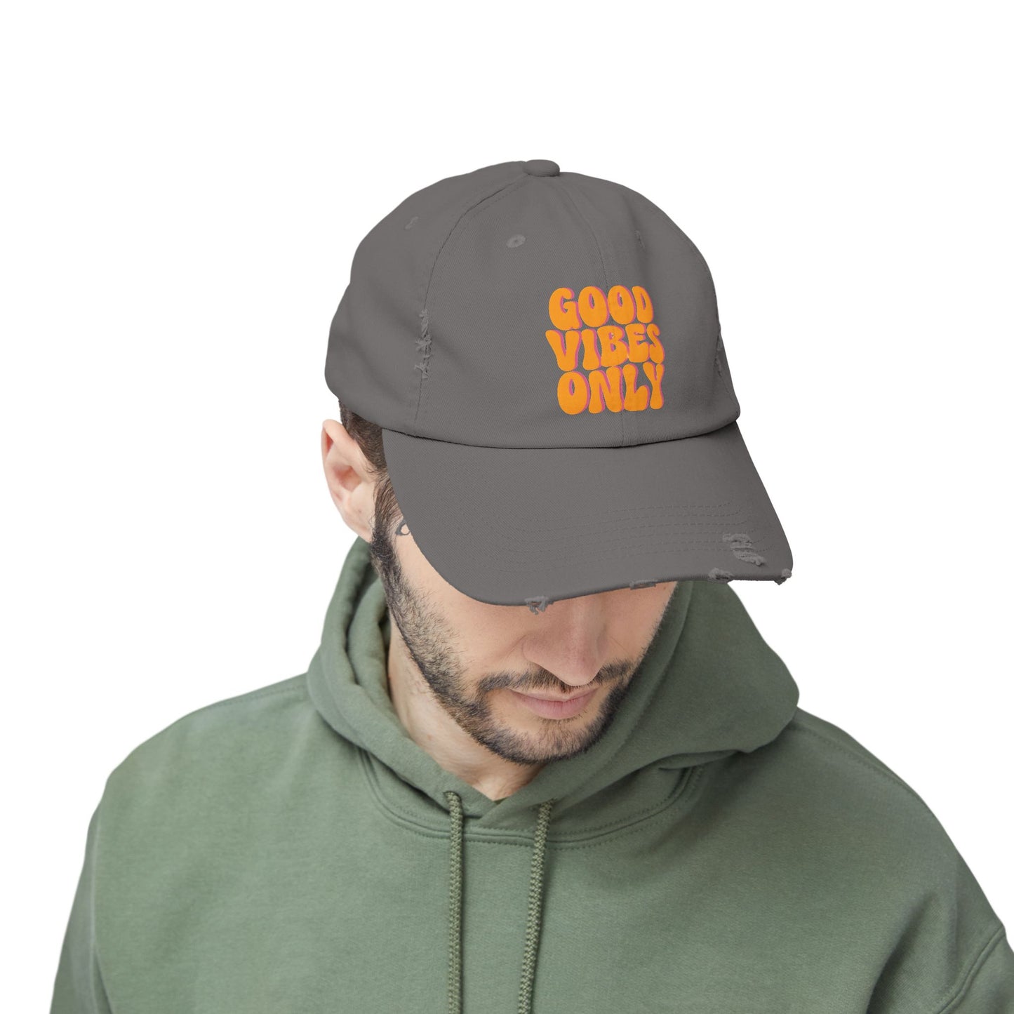 Good Vibes Only Distressed Cap