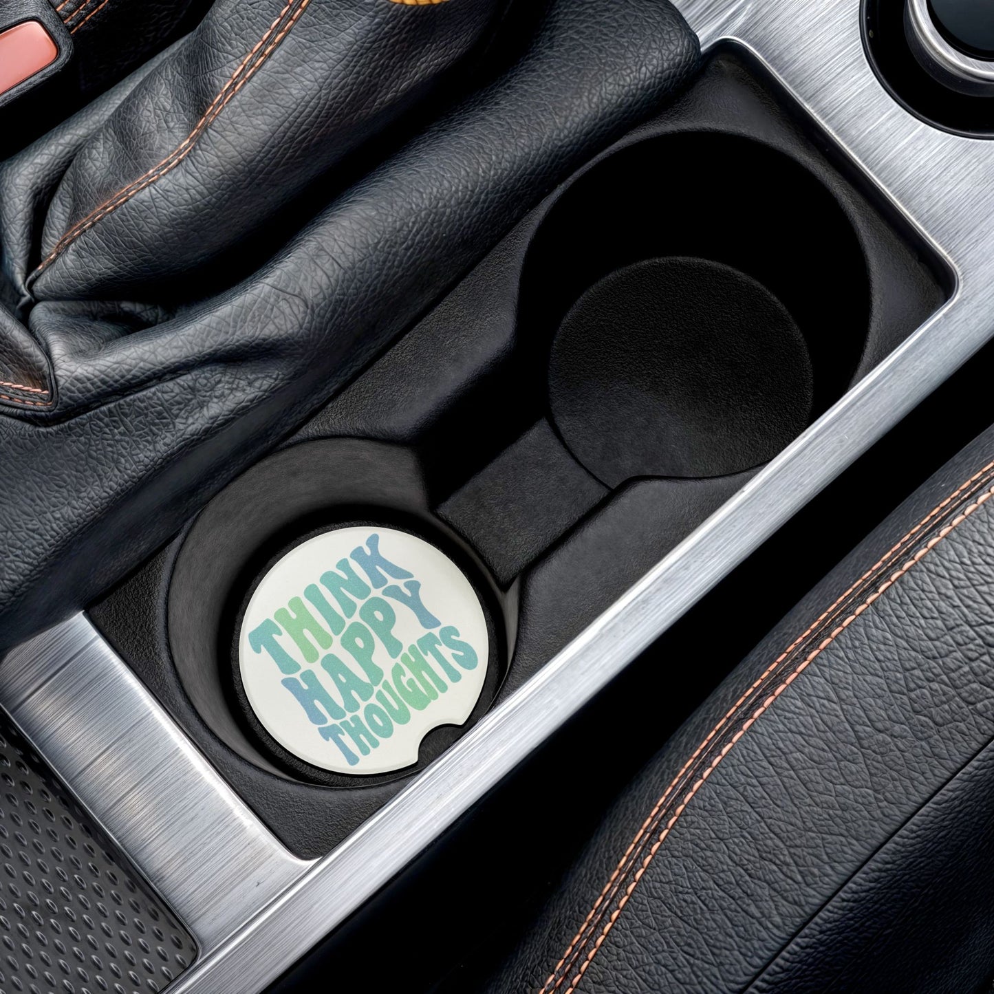 Think Happy Thought Car Soapstone Coaster