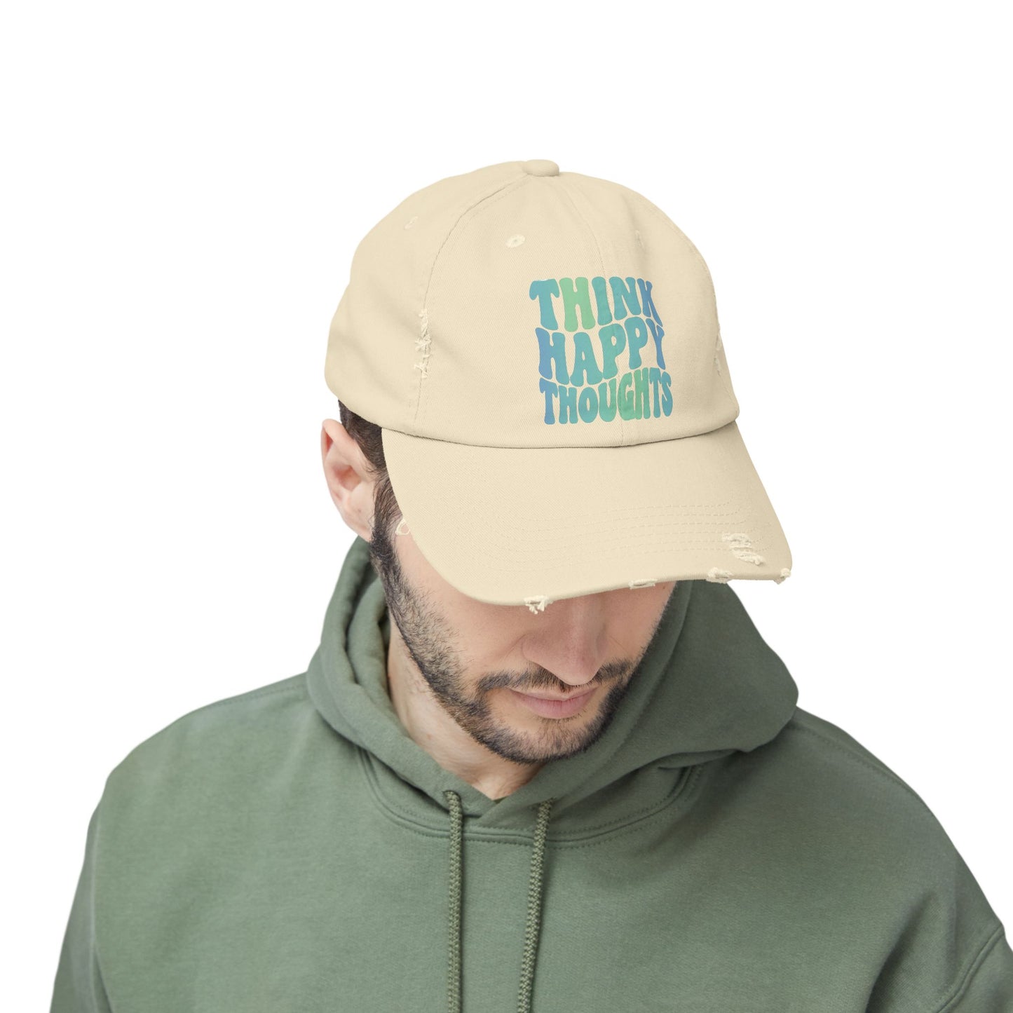 Think Happy Thoughts Distressed Cap