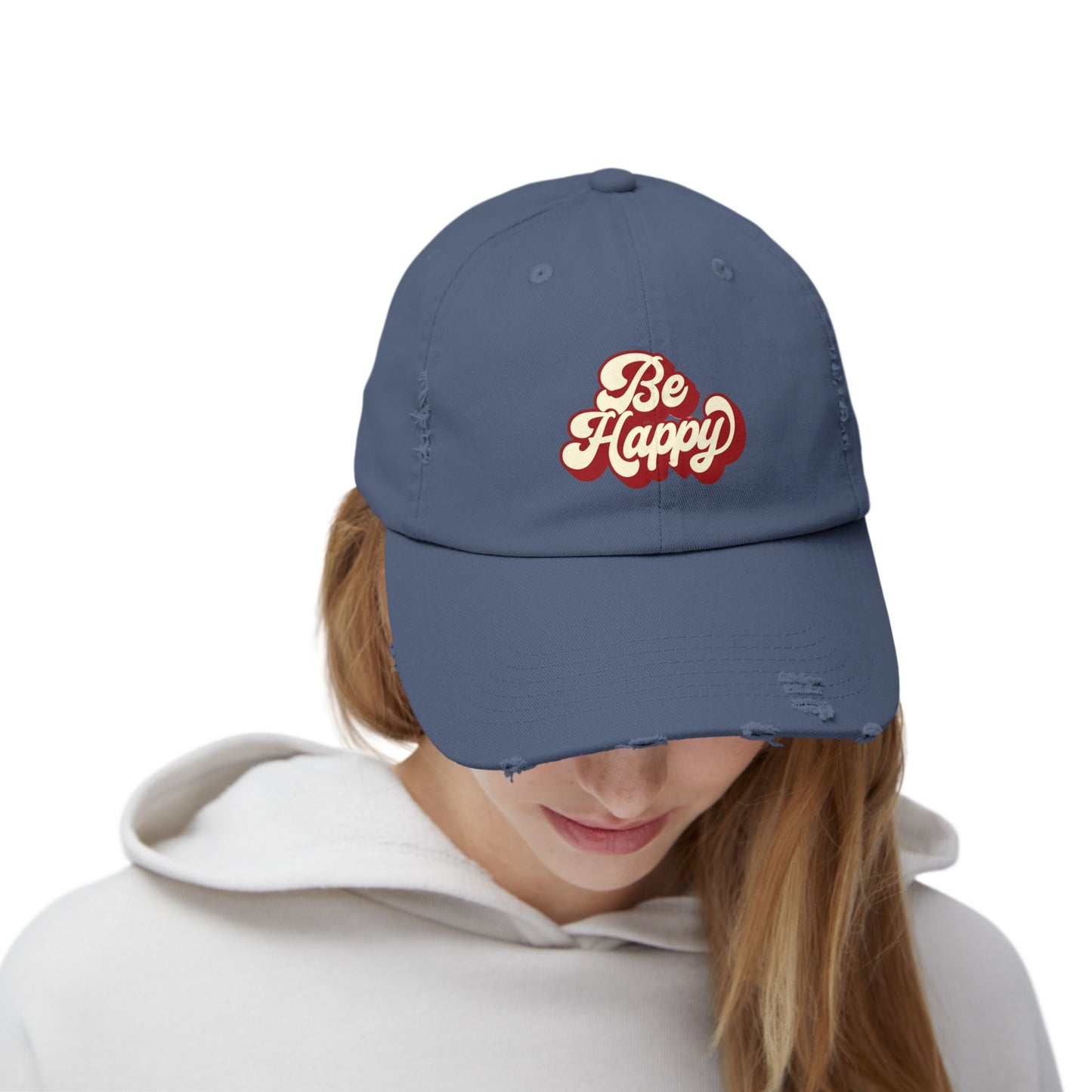 Be Happy Unisex Distressed Cap