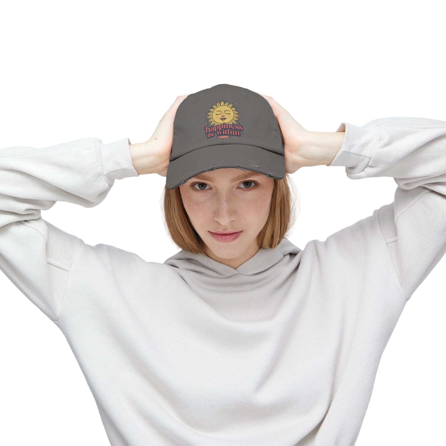 Happiness Is Within Distressed Cap