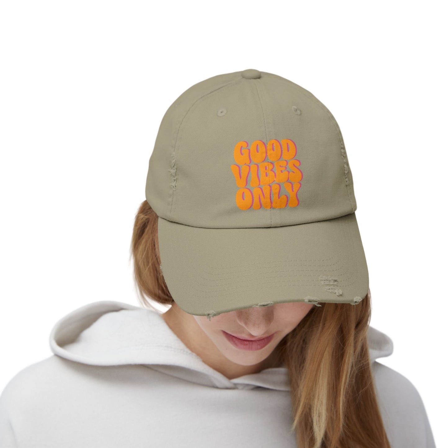 Good Vibes Only Distressed Cap