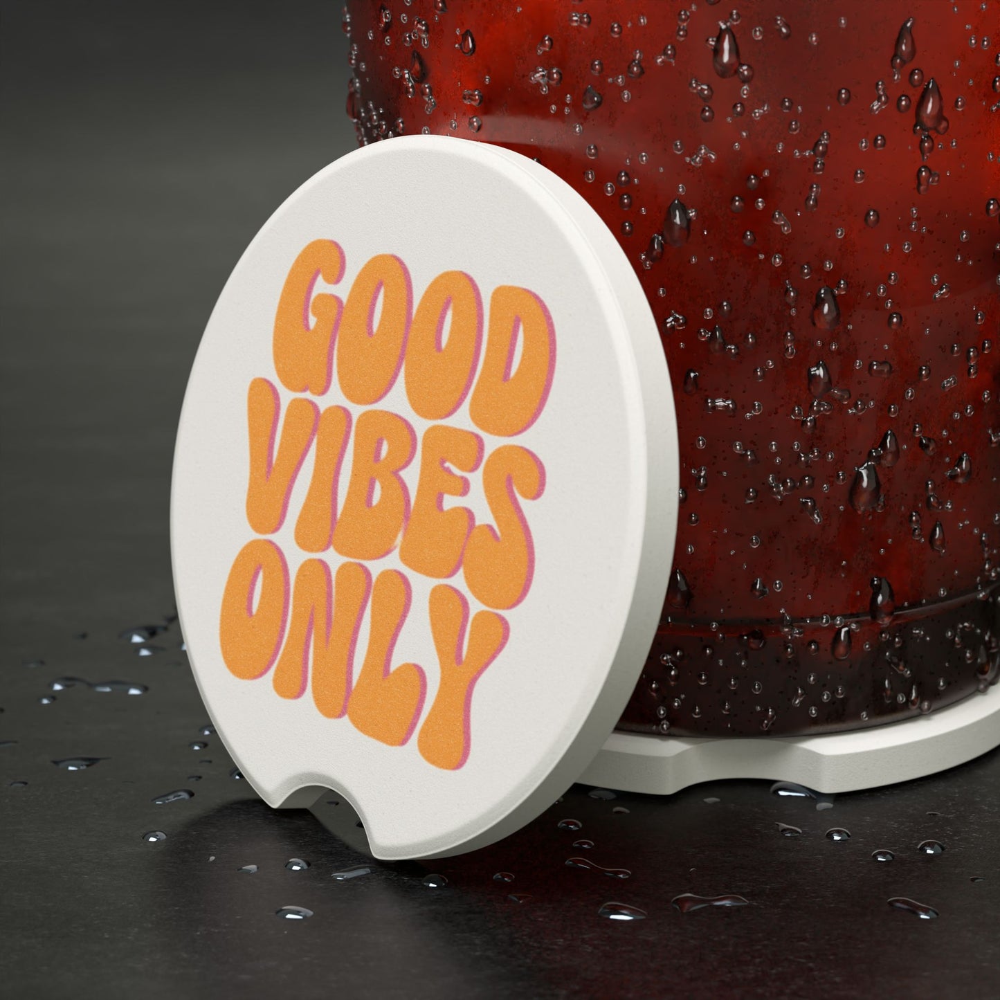 Good Vibes Only Soapstone Car Coaster