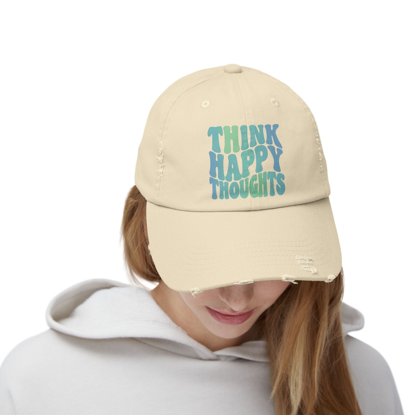 Think Happy Thoughts Distressed Cap