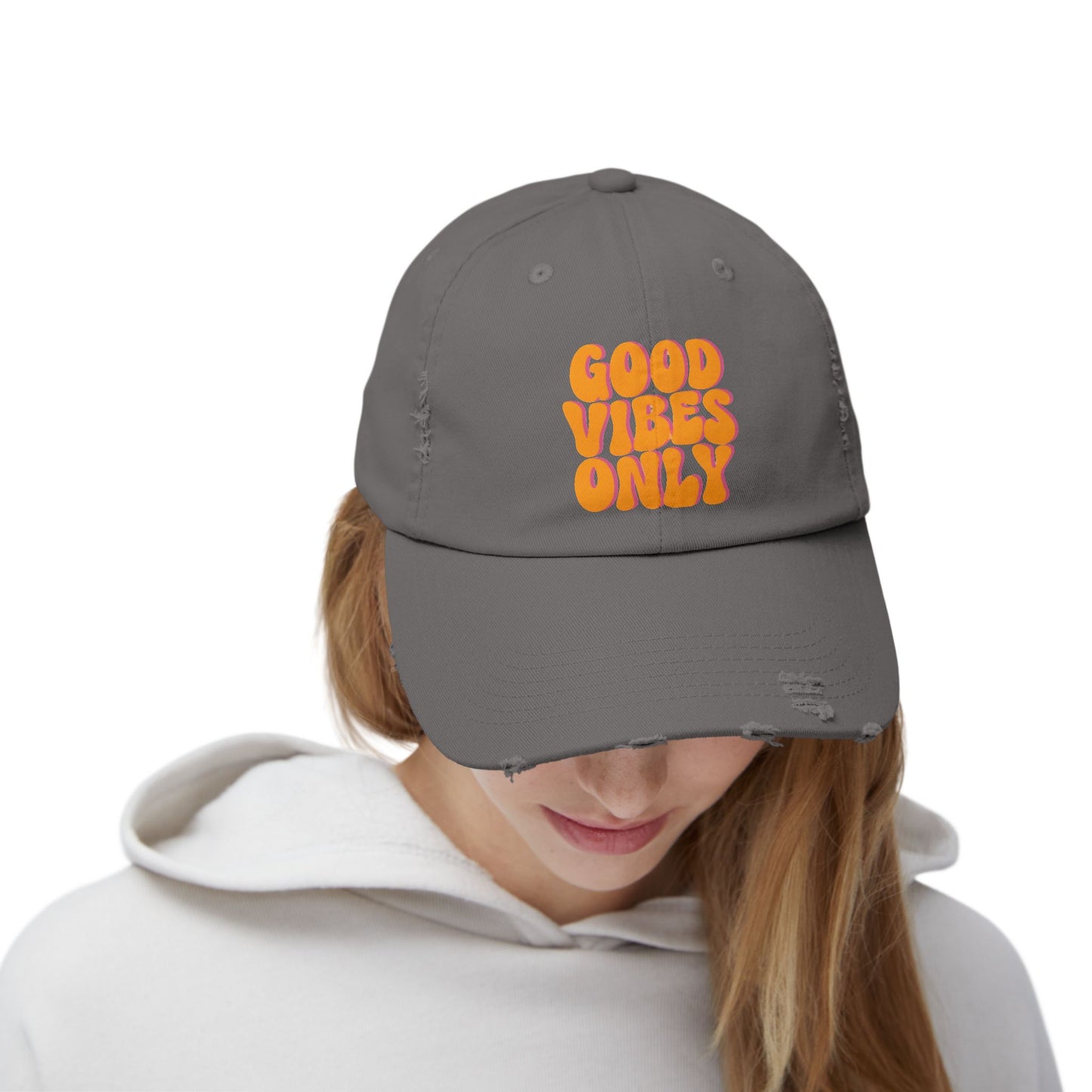 Good Vibes Only Distressed Cap