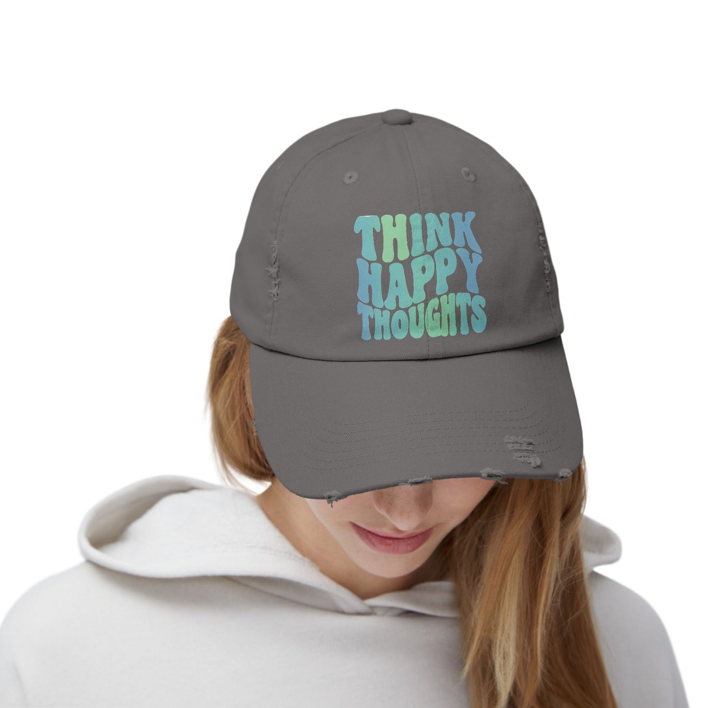 Think Happy Thoughts Distressed Cap