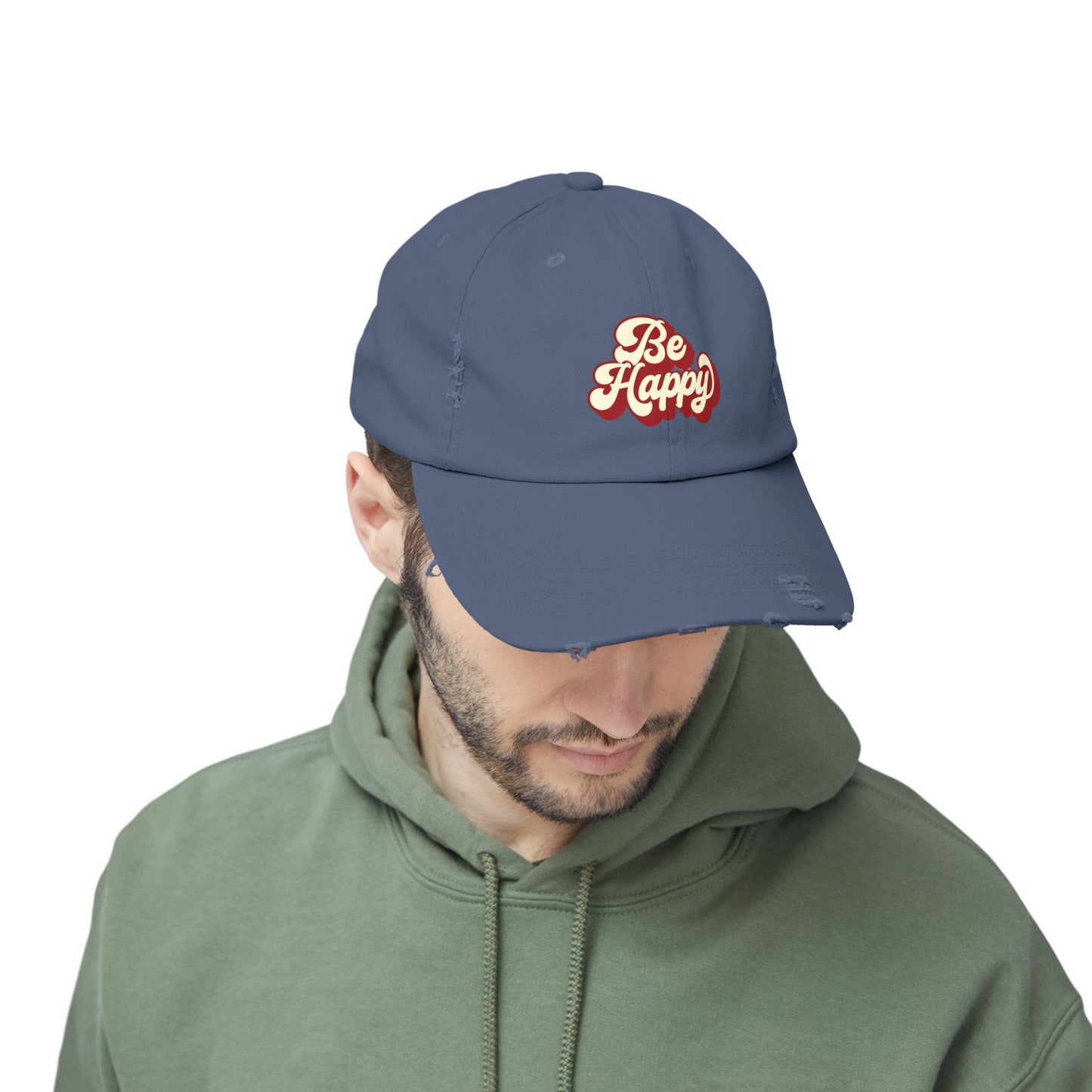 Be Happy Unisex Distressed Cap