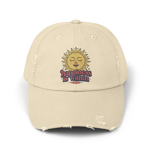 Happiness Is Within Distressed Cap