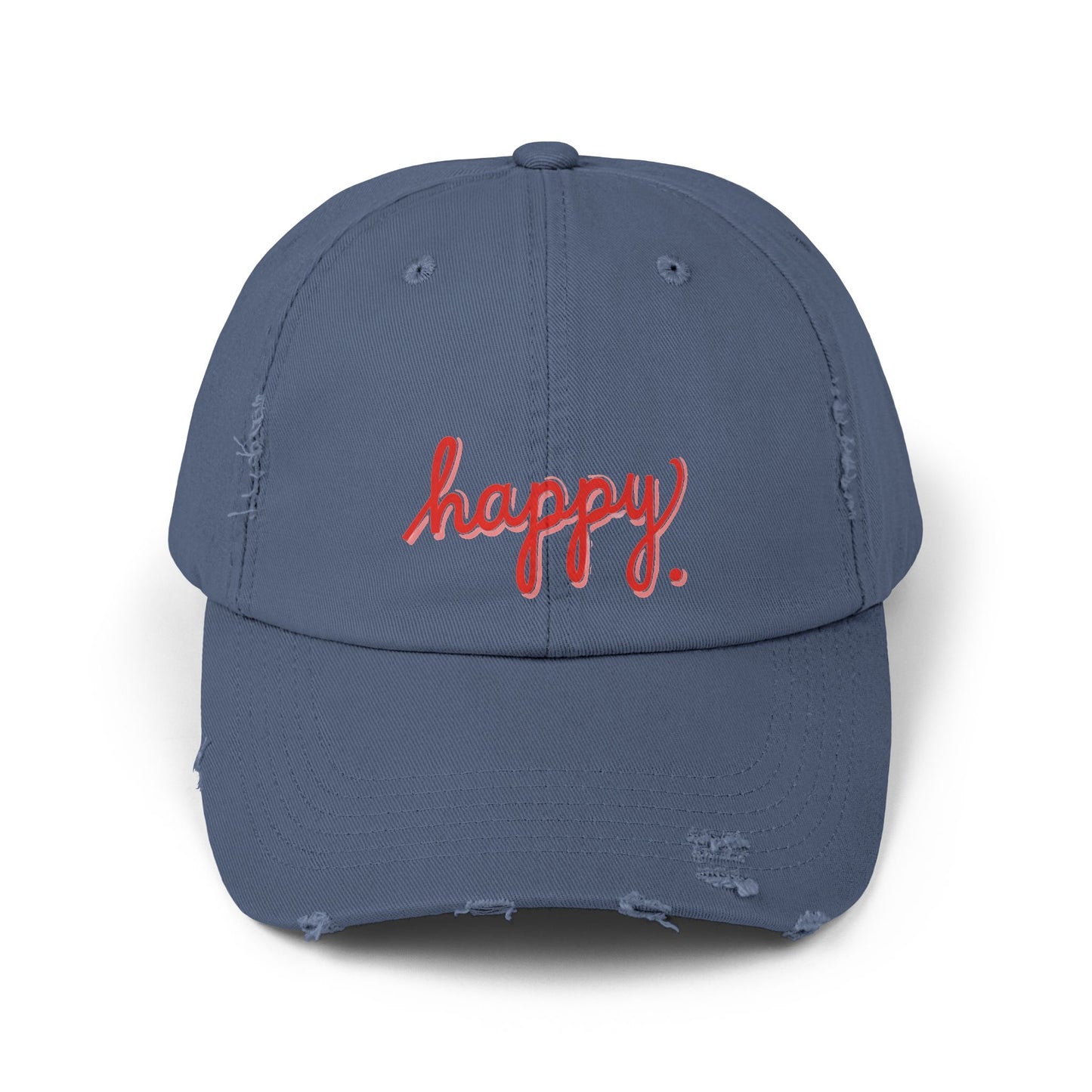 Happy Unisex Distressed Cap