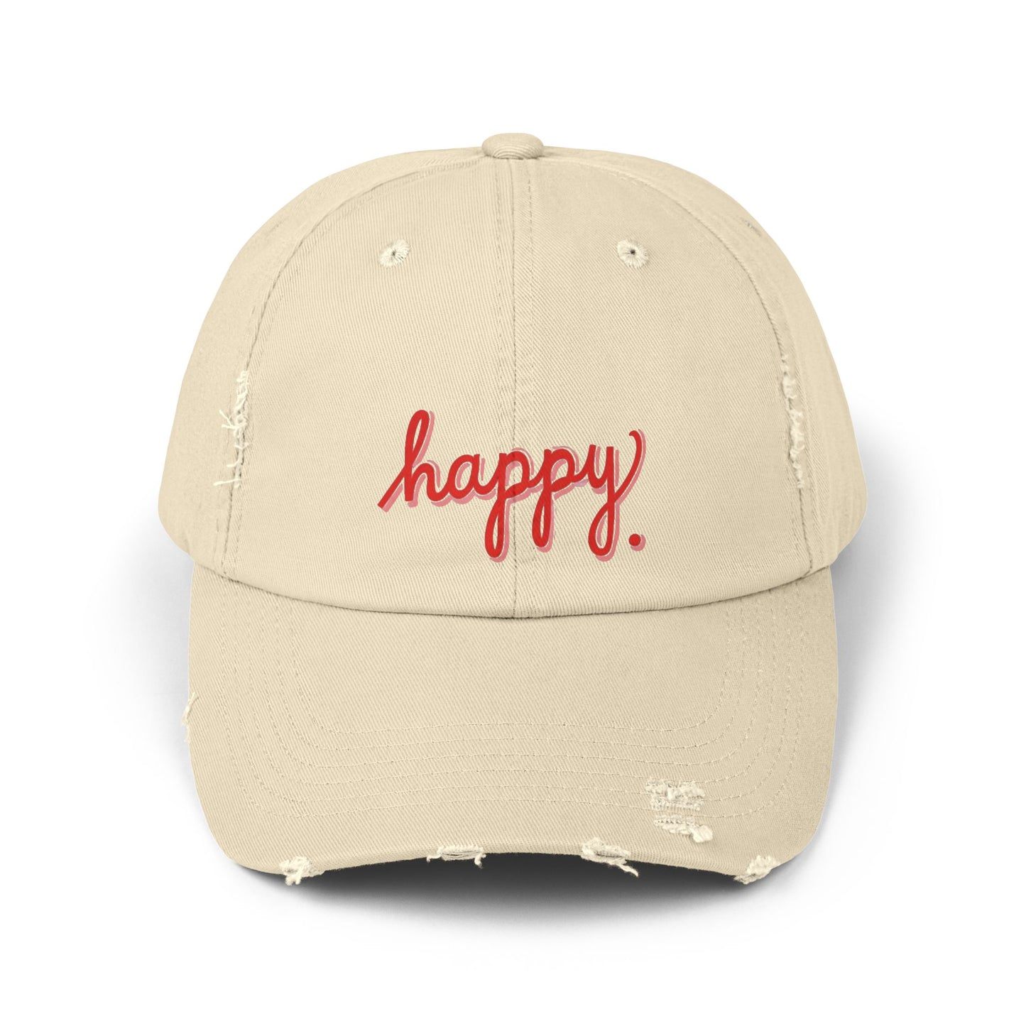 Happy Unisex Distressed Cap