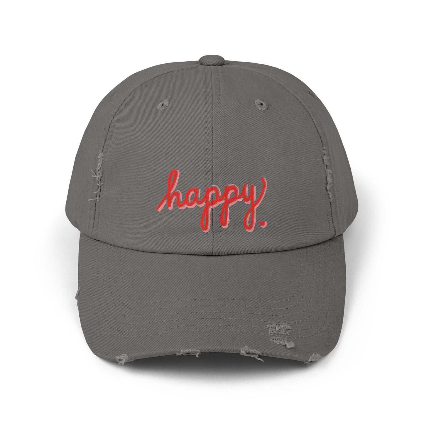Happy Unisex Distressed Cap