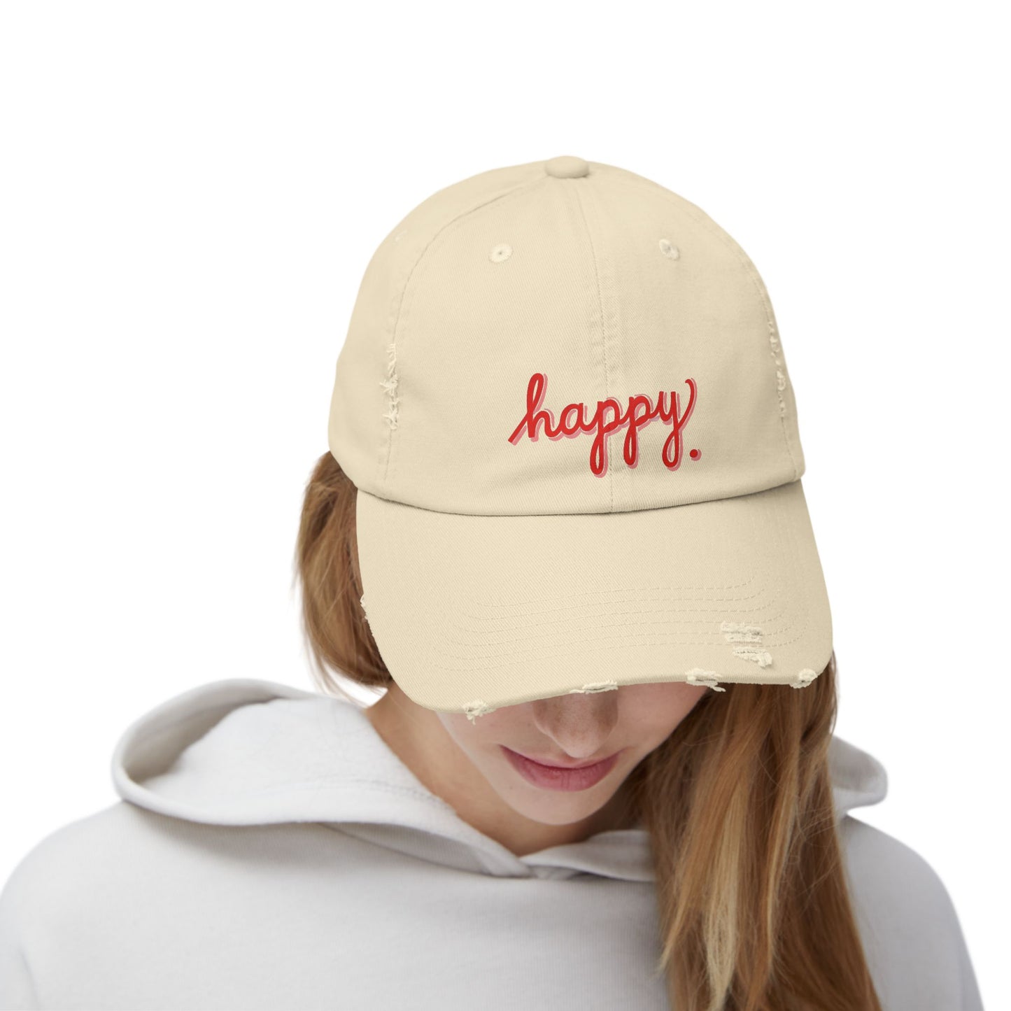 Happy Unisex Distressed Cap