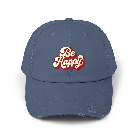 Be Happy Unisex Distressed Cap