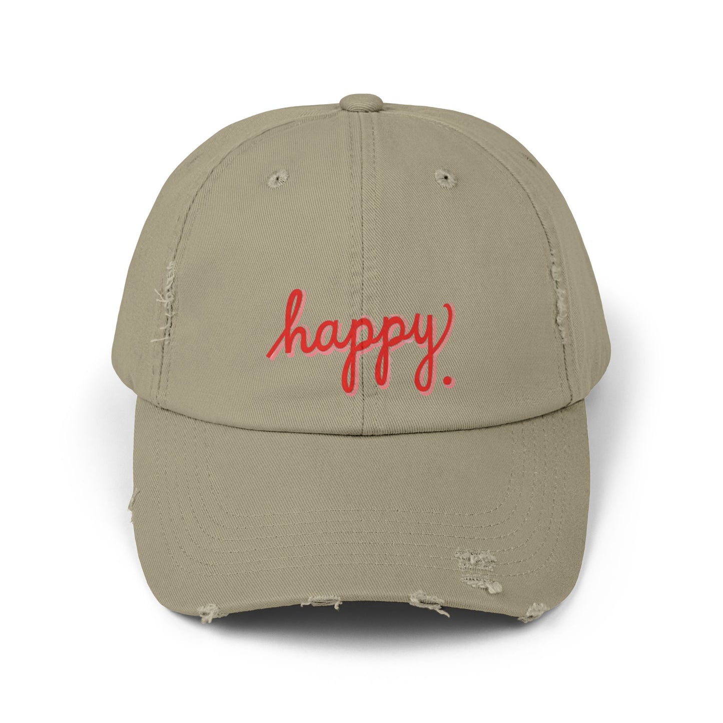 Happy Unisex Distressed Cap