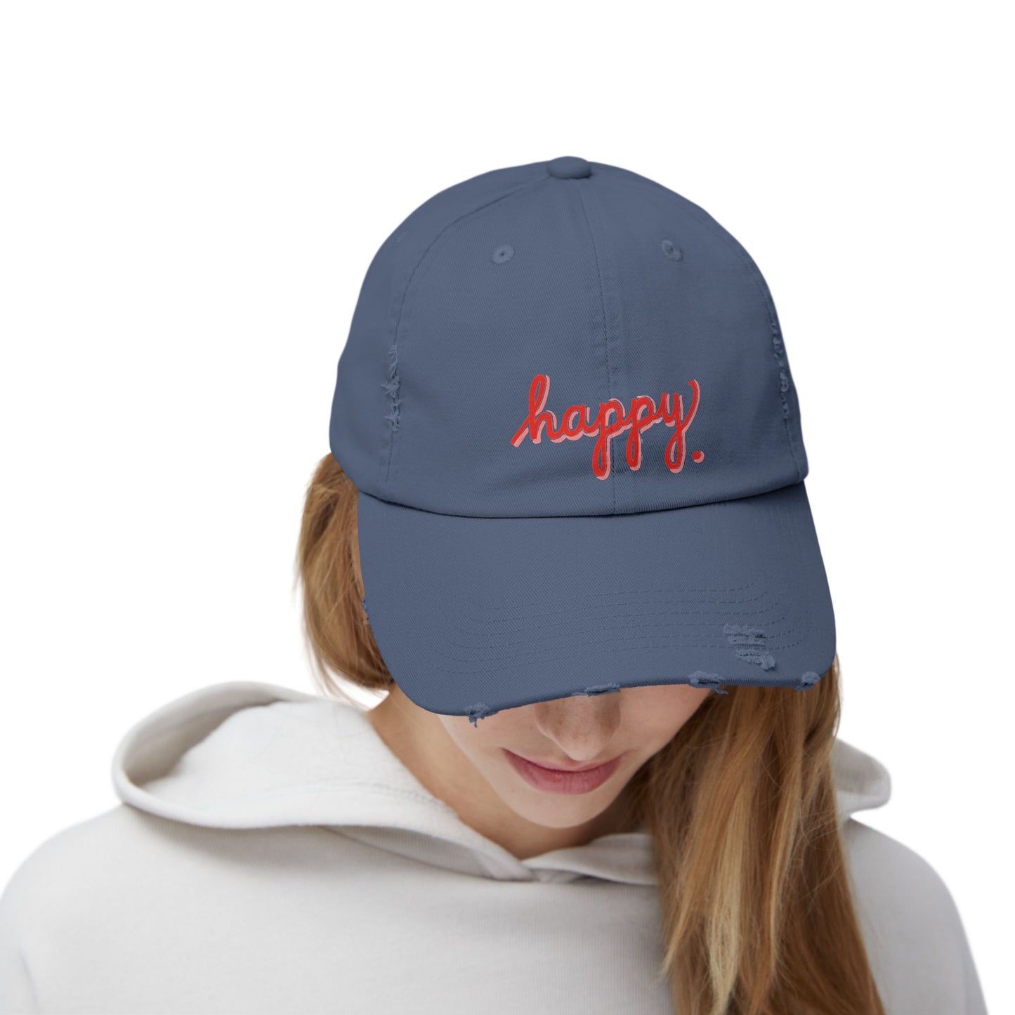 Happy Unisex Distressed Cap