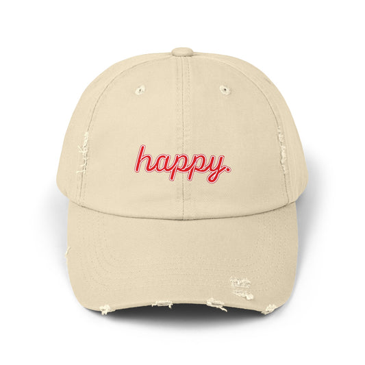 Happy Unisex Distressed Cap